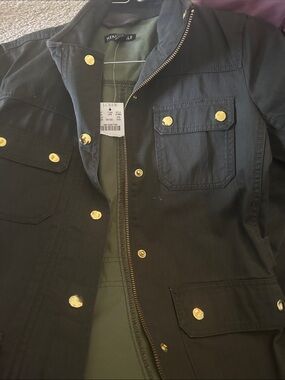 J. Crew Black Military Field Jacket with Gold Hardware
